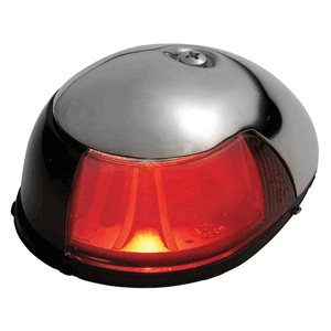 Attwood 2-Mile Deck Mount, Red Sidelight - 12V - Stainless Steel