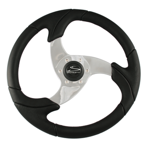 Ongaro Folletto 14.2" Black Poly Steering Wheel w/ Polished Spok